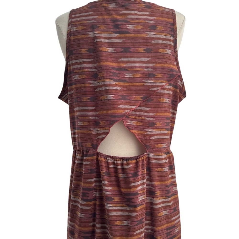 Toad&Co Red and Brown High Low Sundress Sleeveless Halter - Picture 5 of 11